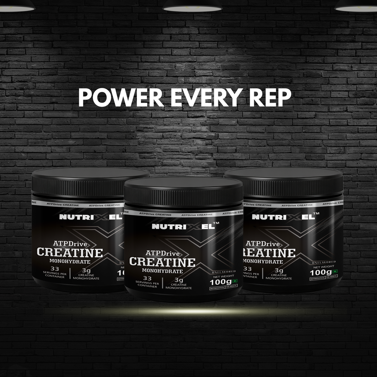 Nutrixel ATPDrive Creatine Monohydrate Combo – 3 × 100g | 3g Creatine Per Serving | 99 Servings