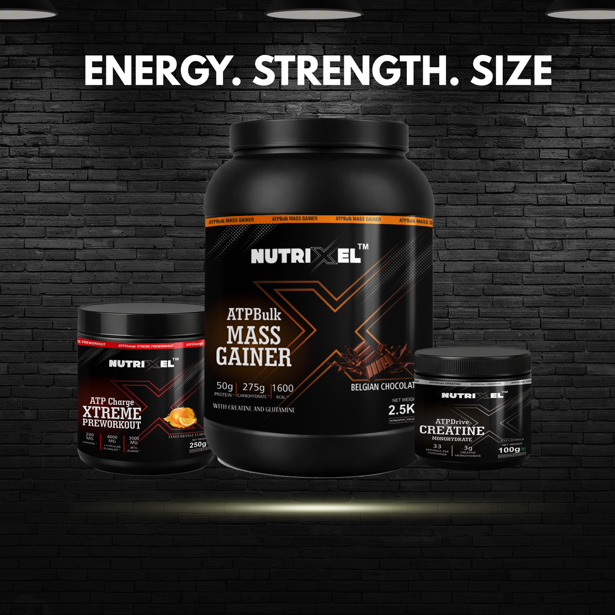 Nutrixel Gaining Stack — Energy. Strength. Size.